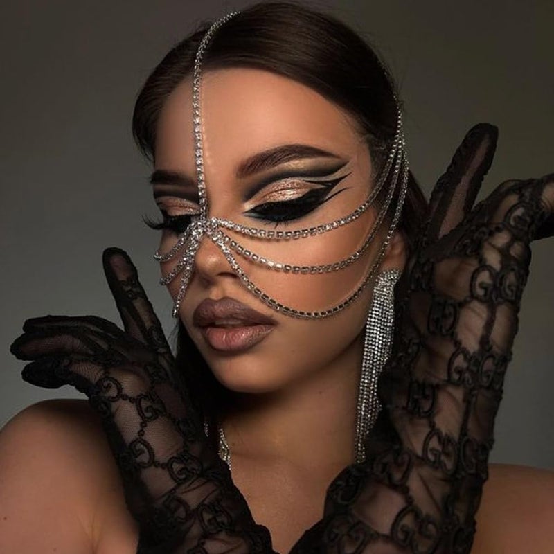 Fdesigner Vintage Head Chain Rhinestone Wedding Headpieces Face Cover Mask Hair Jewelry Gypsy Women Hair Accessories - Image 3